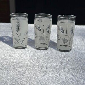 Vintage Duz Crystal Wildflower Flat Juice Glasses Set of 3